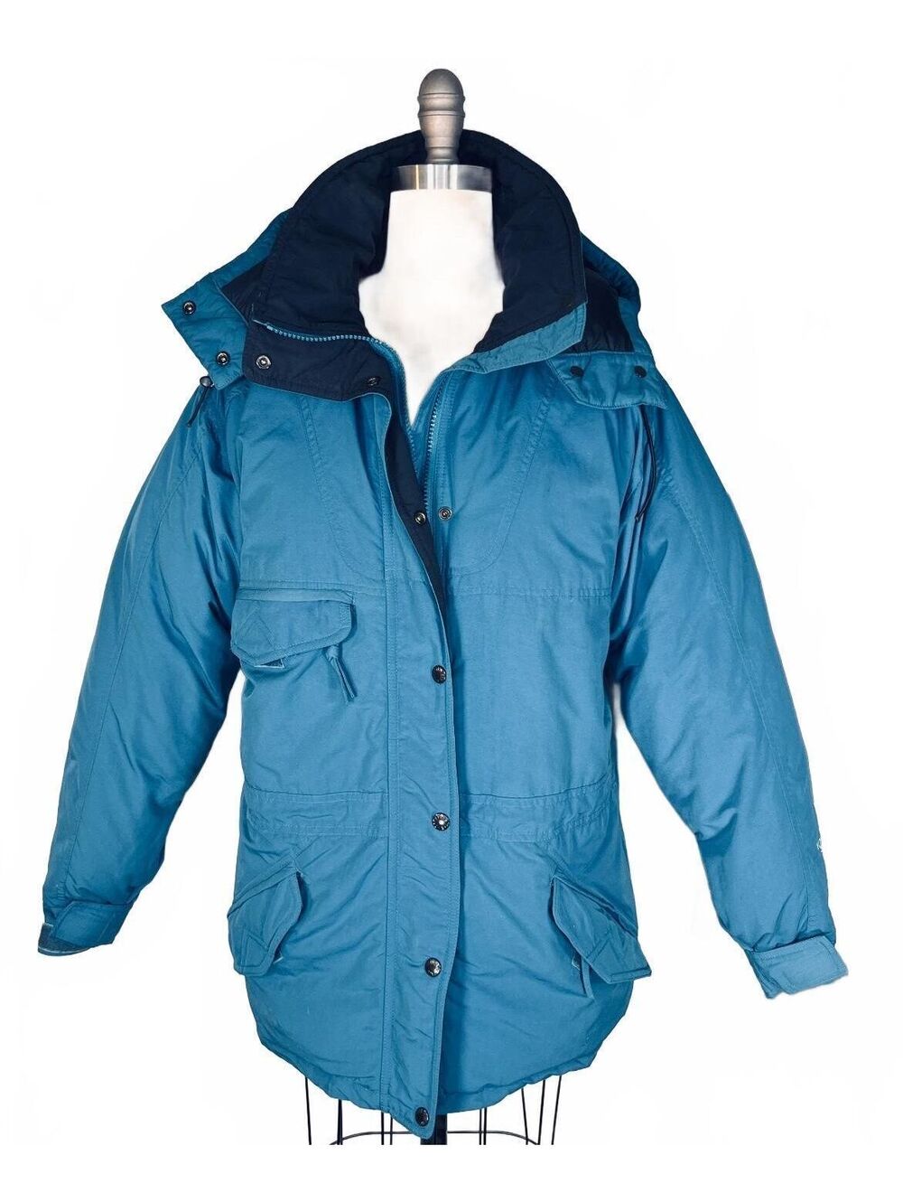 Vintage The North Face Teal Blue Goose Down Parka Jacket Sz M Gorpcore Cabin 90s